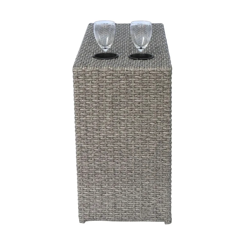 Living Source International 4-Piece Wicker / Rattan Set with Cushions in Gray
