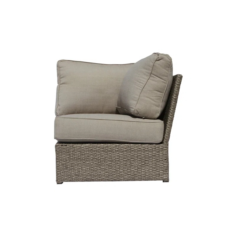 Living Source International 4-Piece Wicker / Rattan Set with Cushions in Gray