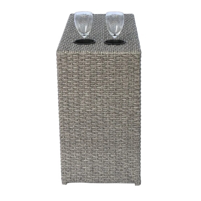 Living Source International 4-Piece Wicker / Rattan Set with Cushions in Gray