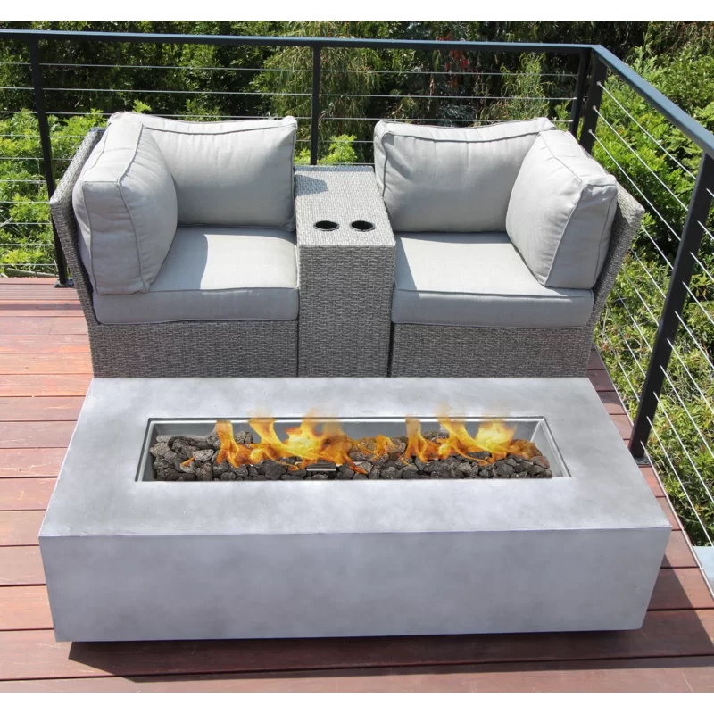 Living Source International 4-Piece Wicker / Rattan Set with Cushions in Gray
