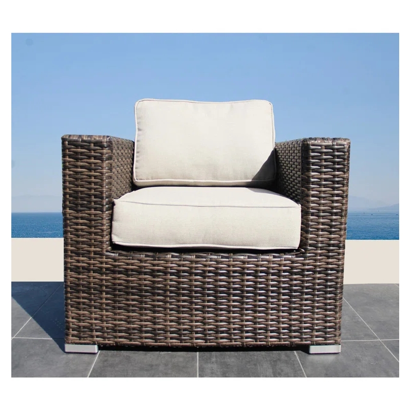 Living Source 6-Piece Wicker / Rattan Conversation Set with Cushions in Espresso