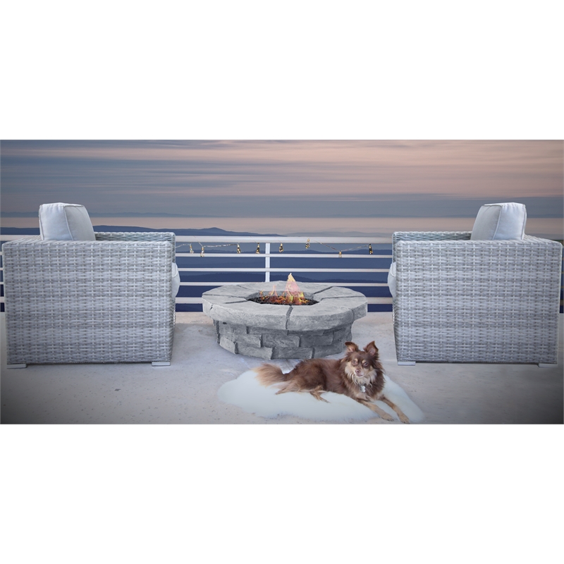Living Source 3-Piece Wicker / Rattan Conversation Set with Cushions in Gray