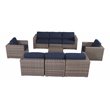 Living Source International 9-Piece Wicker Sectional Set w/Cushions in Navy