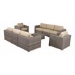 Living Source International 9-Piece Wicker Sectional Set with Cushions in Beige