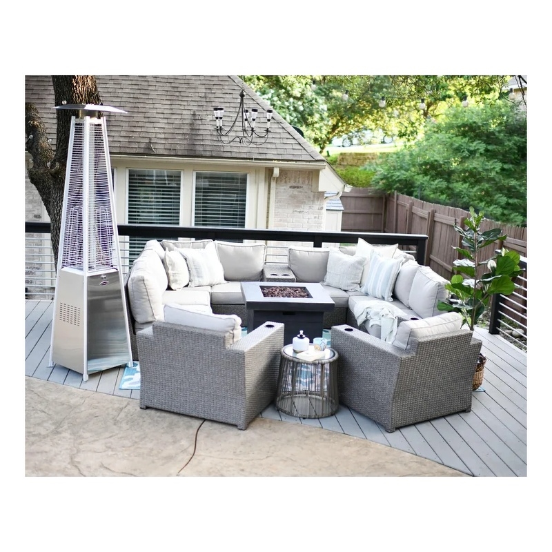 Living Source International 12-Piece Wicker / Rattan Sectional Set in Charcoal