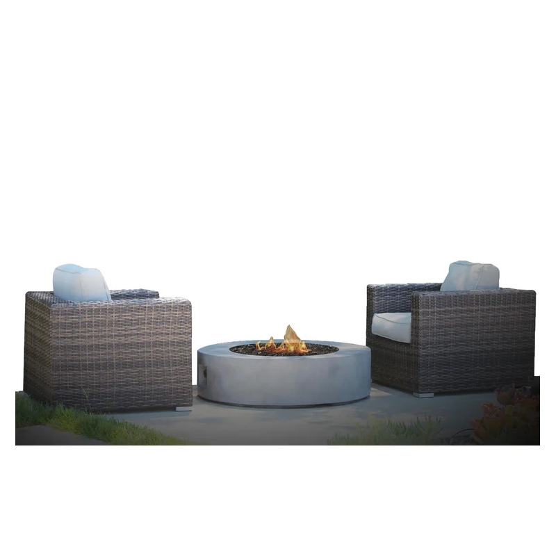 Living Source Intl 3-Piece Wicker / Rattan Conversation Set w/ Cushions in Gray