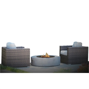 Living Source Intl 3-Piece Wicker / Rattan Conversation Set w/ Cushions in Gray