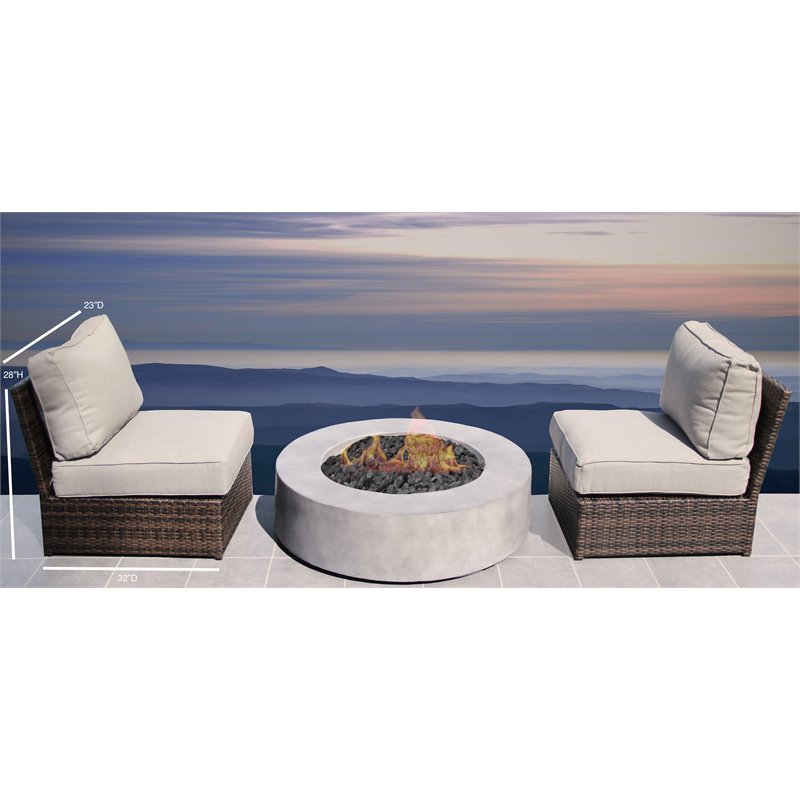 Living Source International 3-Piece Wicker Set with Cushions in Espresso