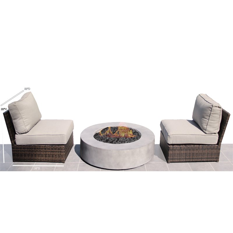Living Source International 3-Piece Wicker Set with Cushions in Espresso