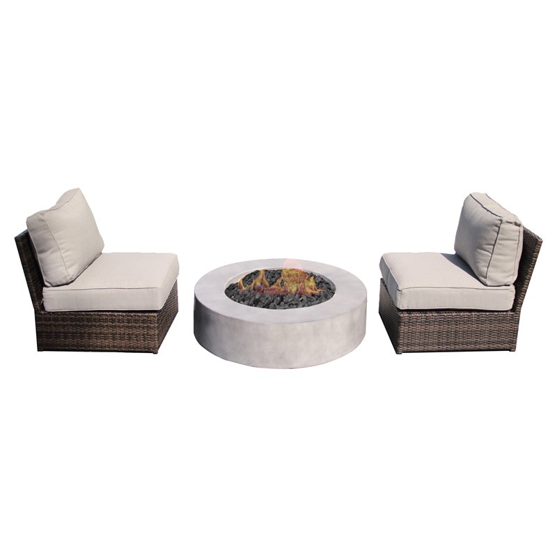 Living Source International 3-Piece Wicker Set with Cushions in Espresso