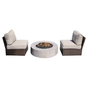 Living Source International 3-Piece Wicker Set with Cushions in Espresso