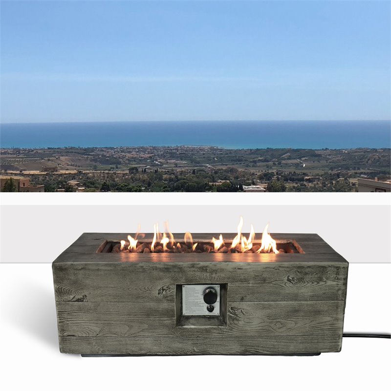 Living Source International Propane/Natural Gas Fire Pit Table in Cast Wood Gray