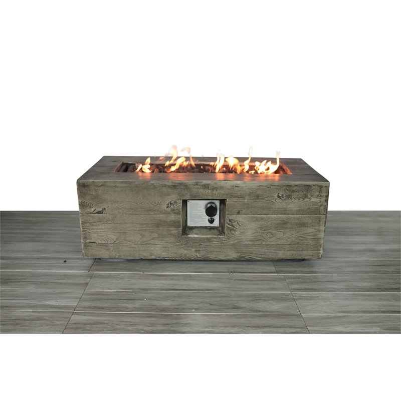 Living Source International Propane/Natural Gas Fire Pit Table in Cast Wood Gray