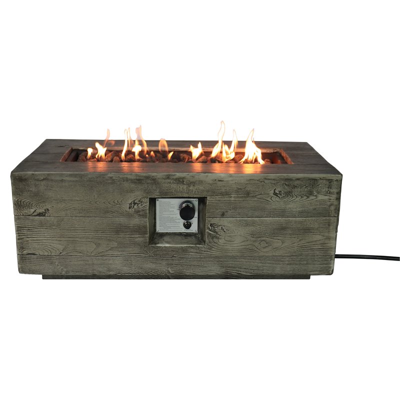 Living Source International Propane/Natural Gas Fire Pit Table in Cast Wood Gray