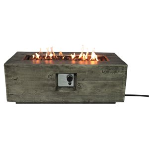 Living Source International Propane/Natural Gas Fire Pit Table in Cast Wood Gray