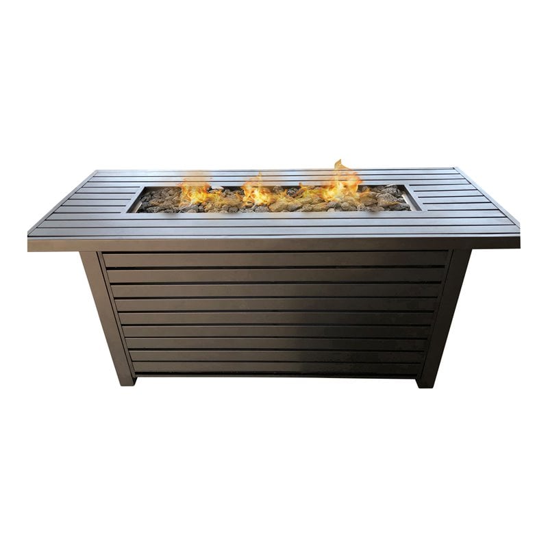 Living Source International Steel Propane/Natural Gas Fire Pit Table in Black