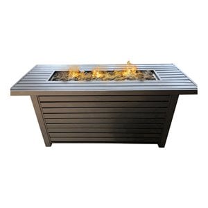 Living Source International Steel Propane/Natural Gas Fire Pit Table in Black