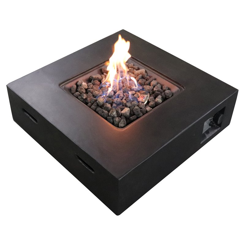 Living Source International Stone Propane/Natural Gas Fire Pit Table - Charcoal