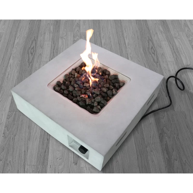 Living Source International Stone Gas Fire Pit Table in Concrete Gray
