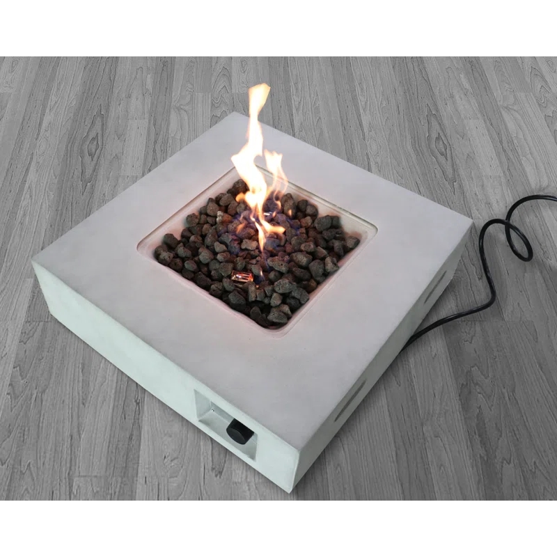 Living Source International Stone Gas Fire Pit Table in Concrete Gray