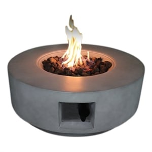 Living Source International 30&quotW Stone Gas Fire Pit Table in Concrete Gray