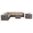 Living Source International 9-Piece Sectional Sofa Set with Cushions in Beige
