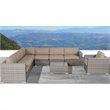 Living Source International 9-Piece Wicker Sectional Set with Club Chair - Beige