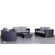 Living Source International 7-Piece Modern Rattan Sofa Set with Cushions - Black