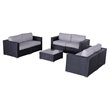 Living Source International 7-Piece Modern Rattan Sofa Set with Cushions - Black