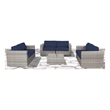 Living Source International 7-PC Wicker / Rattan Sectional Set w/Cushion in Navy