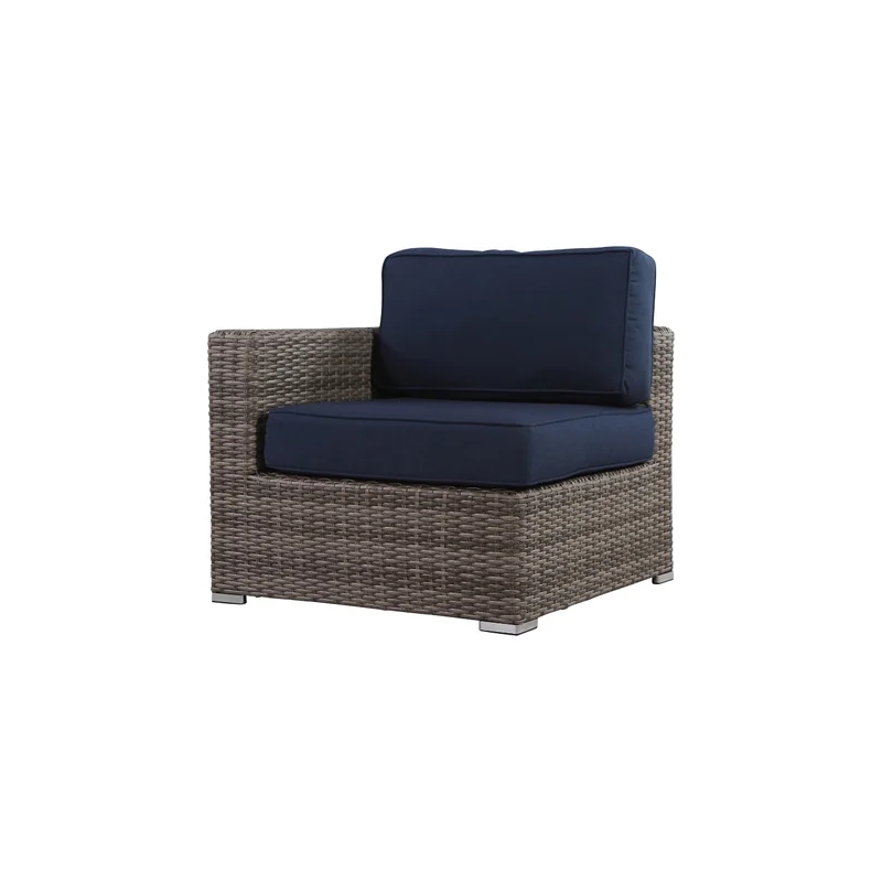 Living Source International 7-PC Wicker / Rattan Sectional Set w/Cushion in Navy