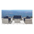 Living Source International 7-PC Wicker / Rattan Sectional Set w/Cushion in Navy