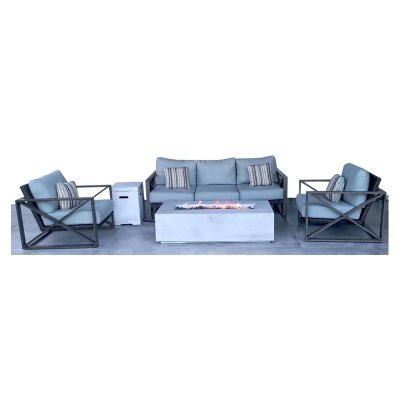 Living Source International Stone Propane/Natural Gas Fire Pit Table in Charcoal