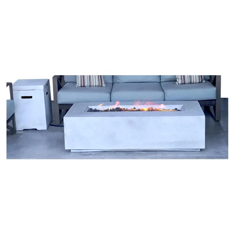 Living Source International Stone Propane/Natural Gas Fire Pit Table in Charcoal