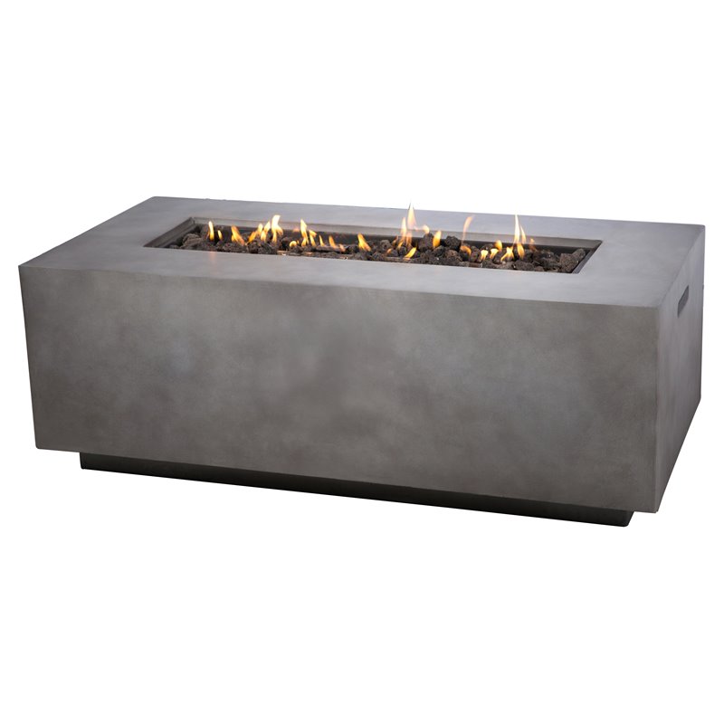 Living Source International Modern Concrete Propane Fire Pit Table in Gray