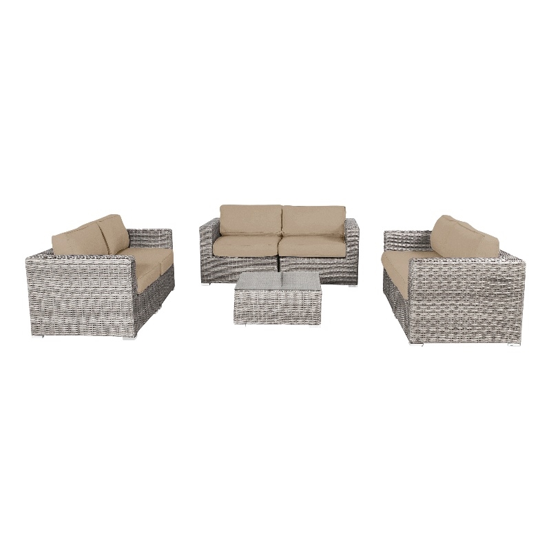 Living Source International 7-Piece Wicker / Rattan Sectional Set in Beige