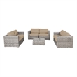 Living Source International 7-Piece Wicker / Rattan Sectional Set in Beige