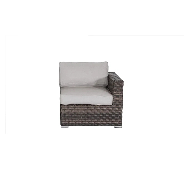 Living Source International 8-PC Wicker / Rattan Sectional Set in Espresso/Gray