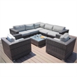 Living Source International 8-PC Wicker / Rattan Sectional Set in Espresso/Gray