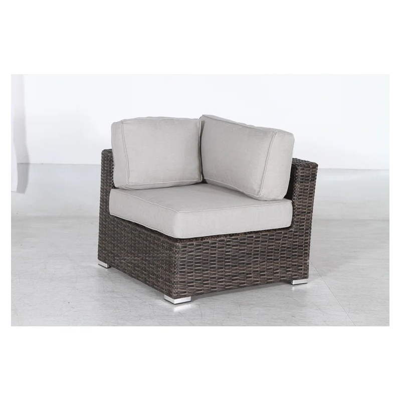Living Source International 8-PC Wicker / Rattan Sectional Set in Espresso/Gray