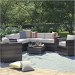 Living Source International 8-PC Wicker / Rattan Sectional Set in Espresso/Gray