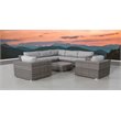 Living Source International 8-piece Rattan Sectional Set with Cushion in Gray