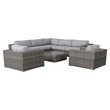 Living Source International 8-piece Rattan Sectional Set with Cushion in Gray