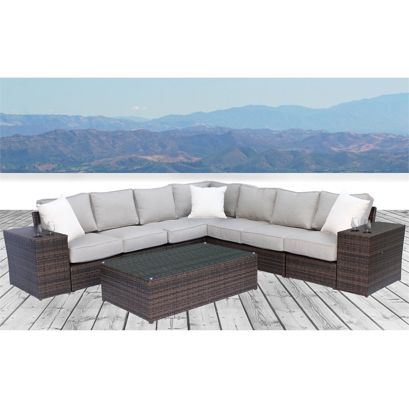 Living Source International 10-Piece Wicker Outdoor Conversation Set in Brown