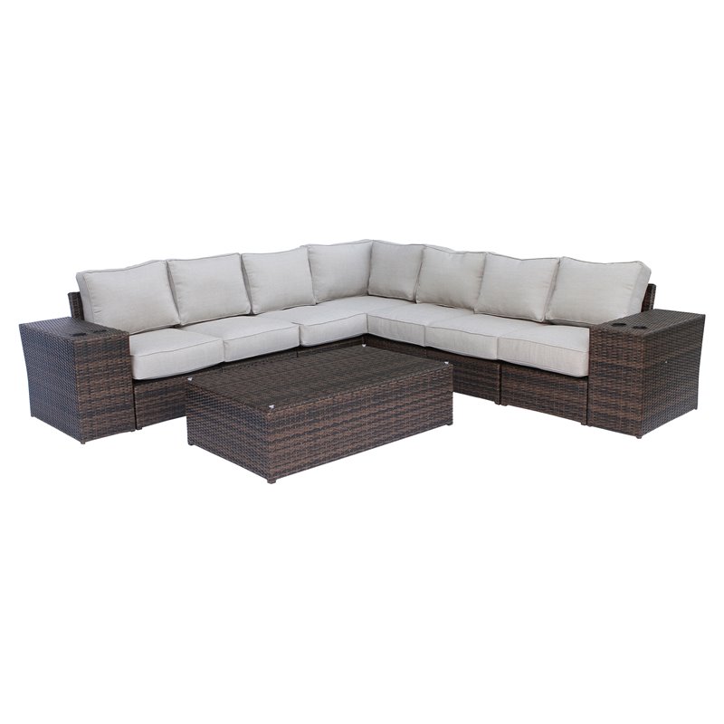 Living Source International 10-Piece Wicker Outdoor Conversation Set in Brown