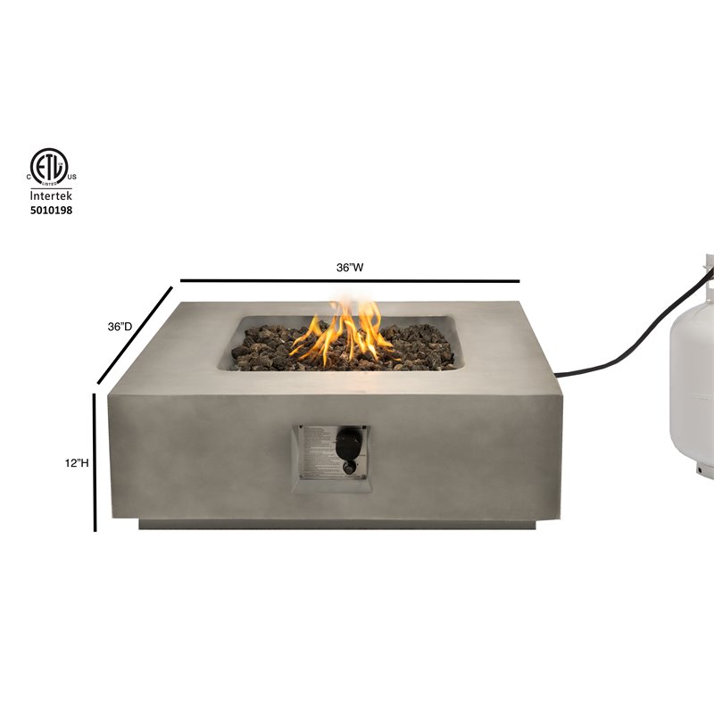 Living Source International Propane/Natural Gas Fire Pit Table - Concrete Gray
