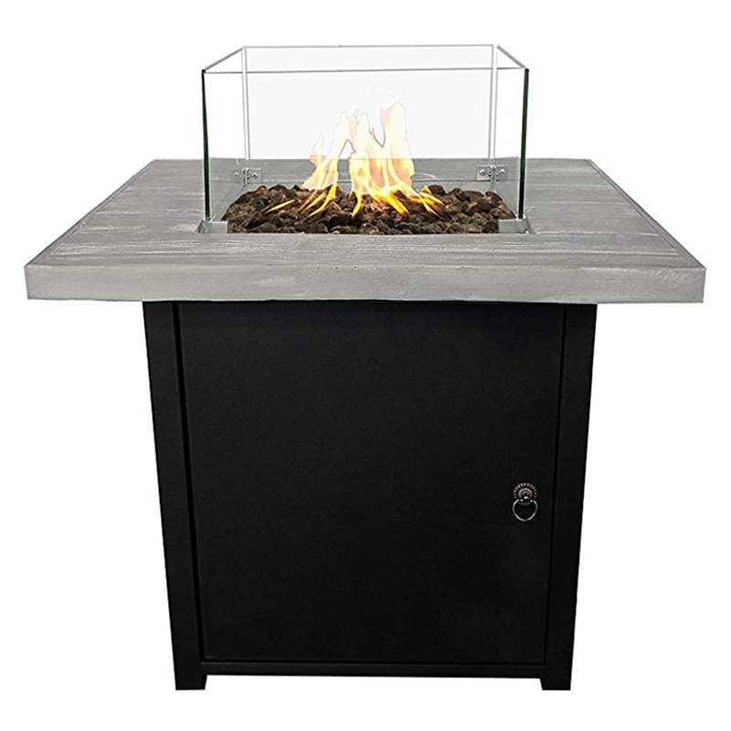 Living Source International Concrete Propane Fire Pit Table in Gray