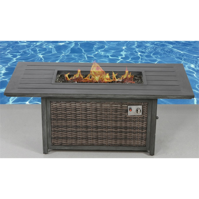 Living Source International Propane/Natural Gas Fire Pit Table in Espresso
