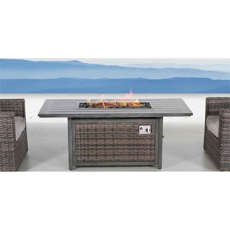 Living Source International Propane/Natural Gas Fire Pit Table in Espresso