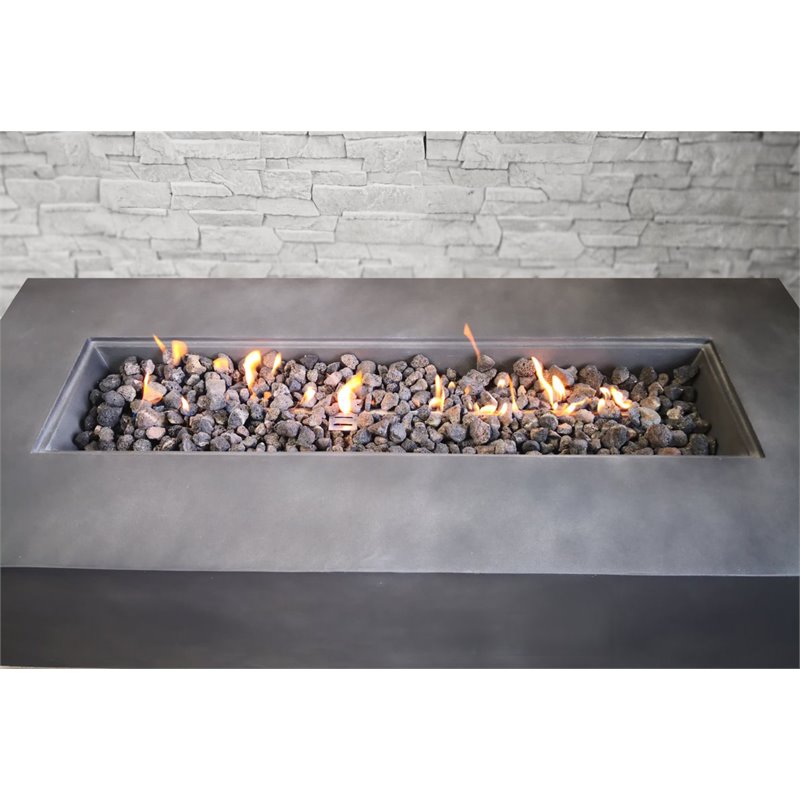Living Source International Modern Concrete Propane Fire Pit Table in Charcoal